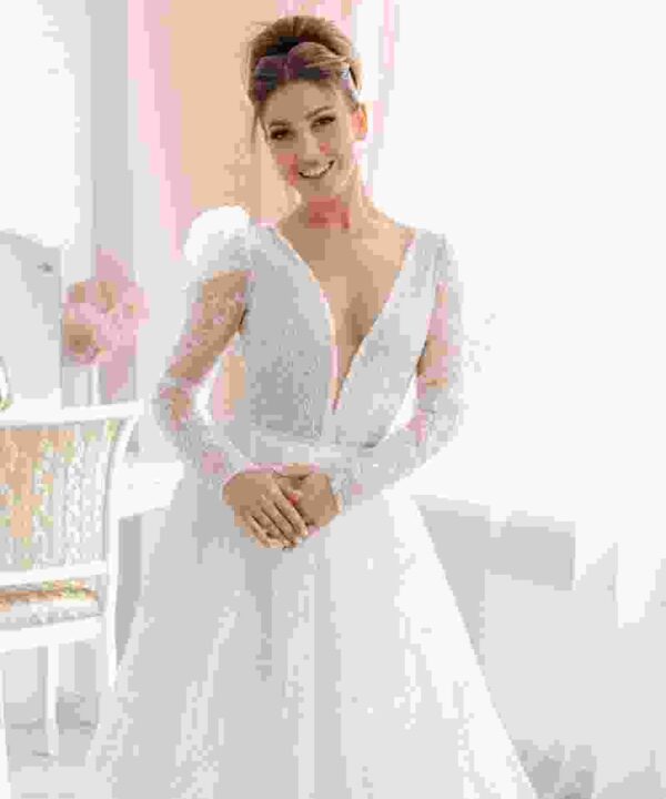 A Line Long Sleeve Gown